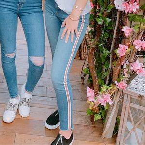 AQUA low rise denim jeans with stripes